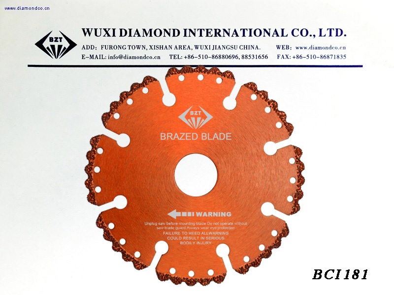 Brazed five peak cutting blade